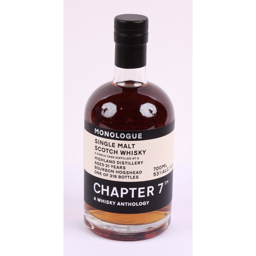 3003 - Whisky - Monologue single malt Scotch whisky, aged 21 years, Chapter 7, 53% vol., 70cl; others, Nort... 