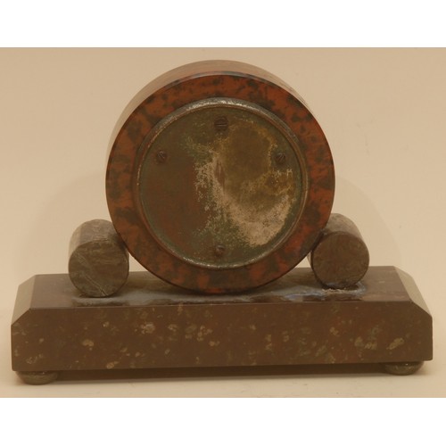 A Cornish serpentine aneroid barometer, 7cm register, rectangular base ...