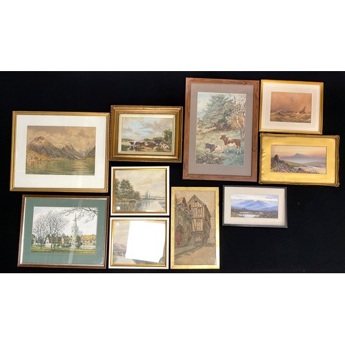 Pictures and prints - J. Russell, a pair, Victorian school riverside ...
