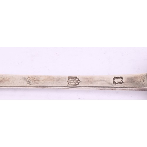 28 - A late 17th century provincial silver trefid pattern spoon, 20.5cm long, makers mark ii, dated 1696