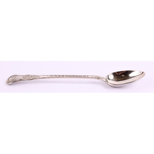 18 - Paul Storr - a George III silver Double Shell and Laurel pattern basting spoon, 33cm long, London 18... 