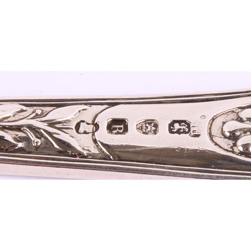 18 - Paul Storr - a George III silver Double Shell and Laurel pattern basting spoon, 33cm long, London 18... 