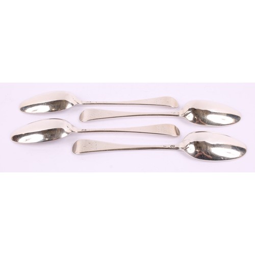 5 - A set of four George III silver Hanoverian pattern tablespoons, 20.5cm long, London, c.1750, 266g