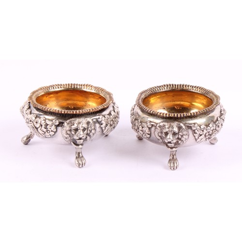 41 - A pair of George III Old Sheffield Plate salts, of substantial proportions, applied with flowering f... 