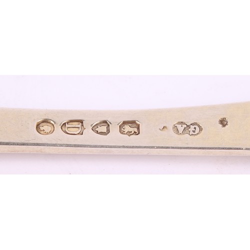 3 - A set of five Victorian silver-gilt single-struck Queen's pattern dessert forks, George W Adams, Lon... 