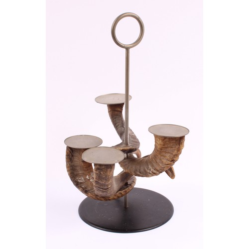 2179 - Modern Design - Carl Aubock - an Austrian horn and metal candle holder, by the Aubock workshop, post... 