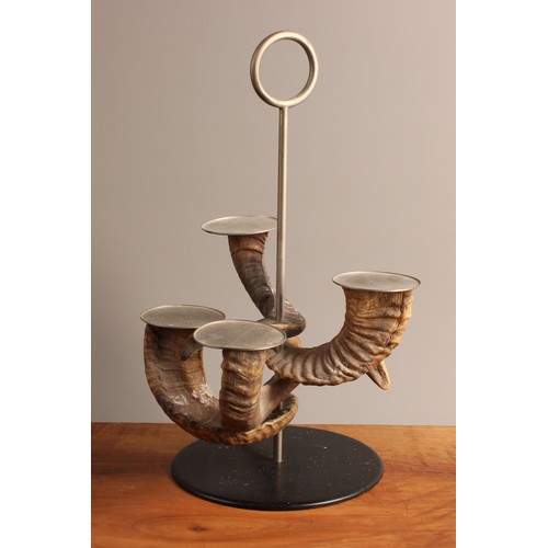 2179 - Modern Design - Carl Aubock - an Austrian horn and metal candle holder, by the Aubock workshop, post... 