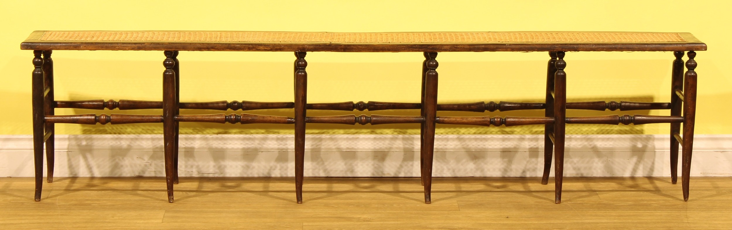 An Arts & Crafts beech country house boot room stool or window seat ...
