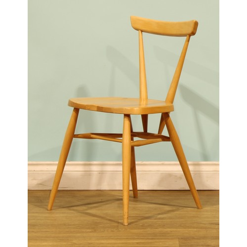 A set of five Ercol stacking chairs, 77cm high, 47cm wide, the seat ...