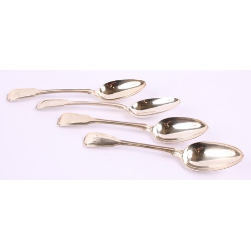 4 - A set of four George III silver Fiddle and Thread pattern tablespoons, William Eley & William Fearn,... 