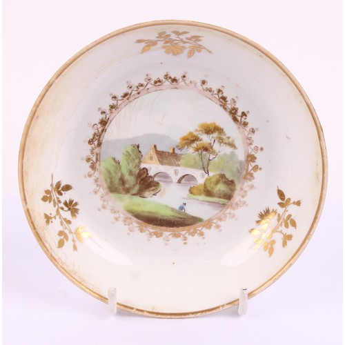 A Pinxton named view circular plate, painted in polychrome with ...