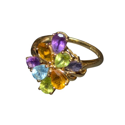 A multi-gem set QVC dress ring with amethyst, citrine, topaz and ...