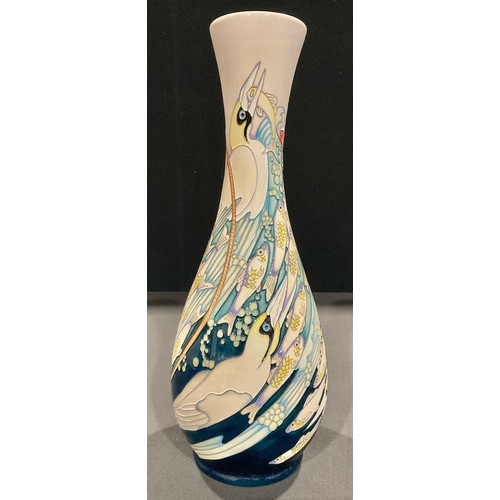 5047 - A large Moorcroft ovoid vase, Fishing in White pattern, tube lined with gannets catching fish from a... 