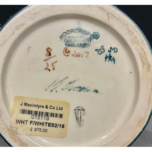 5047 - A large Moorcroft ovoid vase, Fishing in White pattern, tube lined with gannets catching fish from a... 