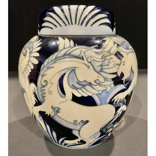 5049 - A large Moorcroft ovoid ginger jar and cover, Dance of the Griffins pattern, by Vicky Lovatt, tube l... 