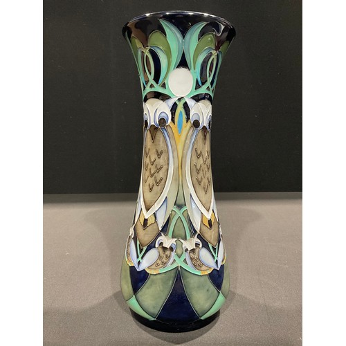 5057 - A Moorcroft waisted cylindrical vase, Hidden Wisdom pattern, designed by Nicola Slaney, tube lined w... 