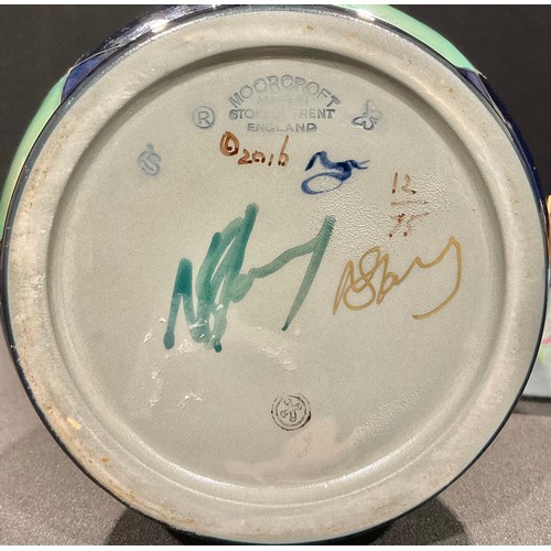 5057 - A Moorcroft waisted cylindrical vase, Hidden Wisdom pattern, designed by Nicola Slaney, tube lined w... 