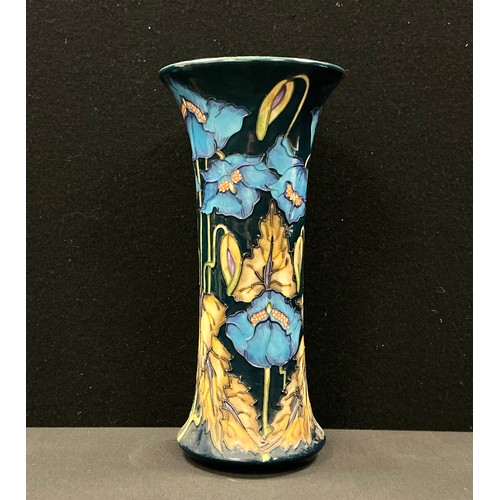 5072 - A Moorcroft flared cylindrical vase, Blue Rhapsody pattern, designed by Philip Gibson, tube lined wi... 