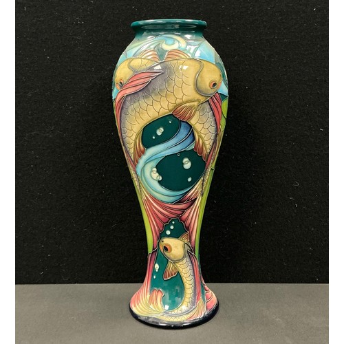 5080 - A Moorcroft inverted baluster vase, Lagoon pattern, designed by Philip Gibson, tube lined with styli... 