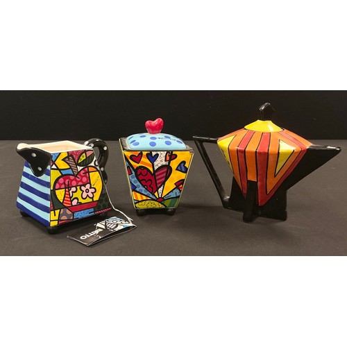 5083 - A Romero Britto cream jug and sucriere set, number #330306, the sucriere 11.5cm high; a Louis reprod... 