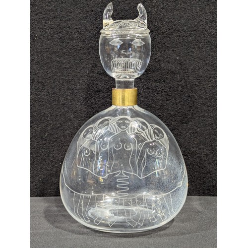 5094 - Orrefors, Sven Palmquist, a Devil Decanter, dated 1965, engraved mark