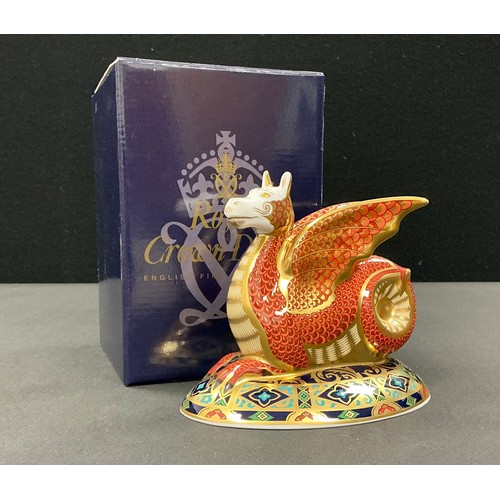 5151 - A Royal Crown Derby paperweight, The Wessex Wyvern, based on the ancient winged dragon of Wessex and... 