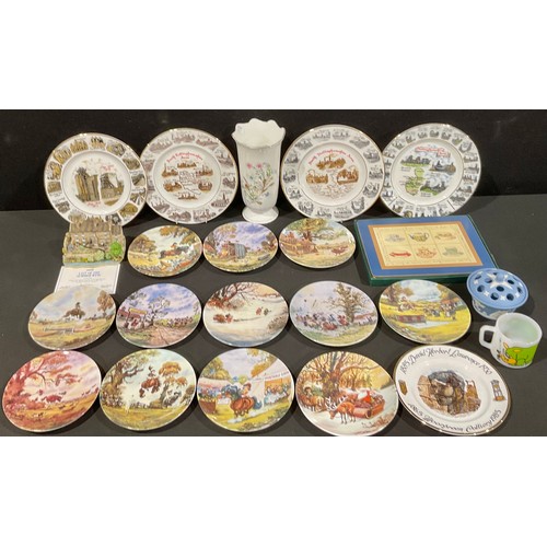 5256 - Ceramics - Wedgwood jasper pot purri vase, Aynsley, assorted Mining interests plates, collectors pla... 