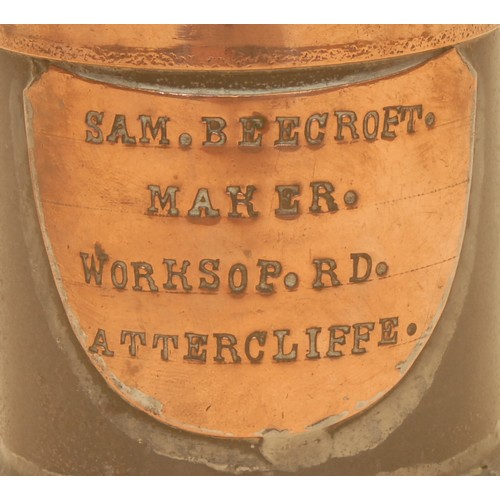 Advertising - a 19th century copper bound tin bottle or can, inscribed ...