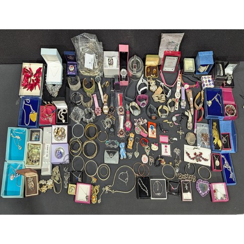 5583 - Costume Jewellery - Watches, Coins, Necklaces, bangles, brooches etc qty