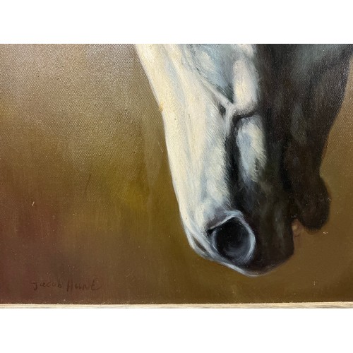 1 - Jacob Hunt (b. 1958) 
Portrait study of a Dapple Grey Horse 
signed, oil on board, 50cm x 60cm