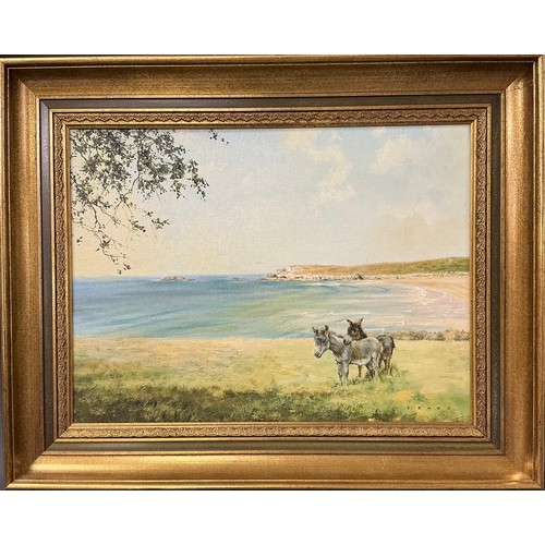 3 - David Crane
A view toward Pentire Head, with two Donkeys 
signed, oil on canvas,