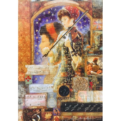 8 - Peter Nixon 
Arpeggio II 
embellished Giclée print on canvas, 58cm x 40.5cm (92cm x 73cm overall fra... 