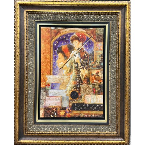 8 - Peter Nixon 
Arpeggio II 
embellished Giclée print on canvas, 58cm x 40.5cm (92cm x 73cm overall fra... 