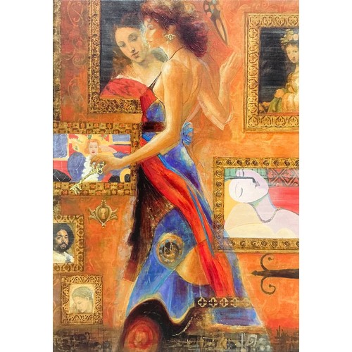 9 - Peter Nixon 
Conversation 
embellished Giclée print on canvas, 68cm x 48cm (101cm x 80.5cm overall f... 