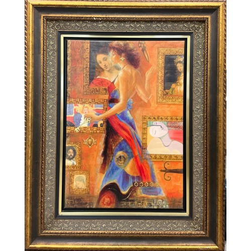 9 - Peter Nixon 
Conversation 
embellished Giclée print on canvas, 68cm x 48cm (101cm x 80.5cm overall f... 