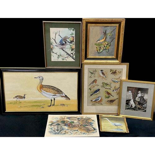 10 - A group of bird paintings - R. Verlander, Great and Little Bustard, signed, oil on board, 42cm x 73c... 