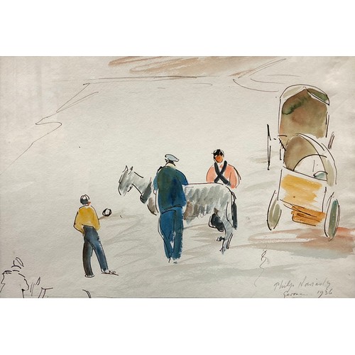 13 - Philip Naviasky (English, 1894-1983) 
Study in Germany, 1936 
signed, ink and watercolour, 27cm x 38... 