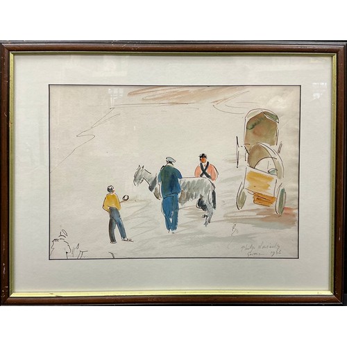 13 - Philip Naviasky (English, 1894-1983) 
Study in Germany, 1936 
signed, ink and watercolour, 27cm x 38... 