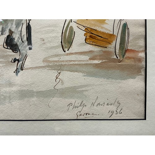 13 - Philip Naviasky (English, 1894-1983) 
Study in Germany, 1936 
signed, ink and watercolour, 27cm x 38... 