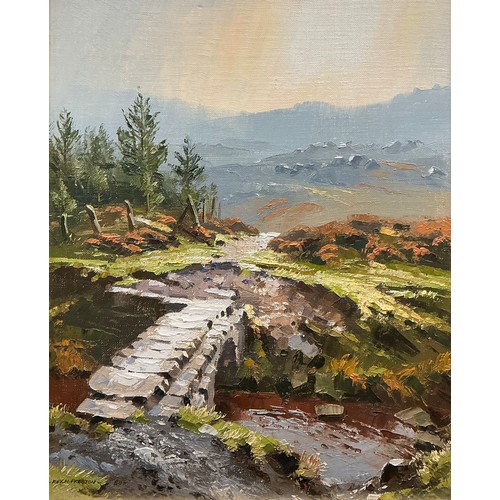 16 - Rex N. Preston, Packhorse Bridge, near Carl Ward Fort, North Derbyshire, signed oil on canvas, 29.5c... 