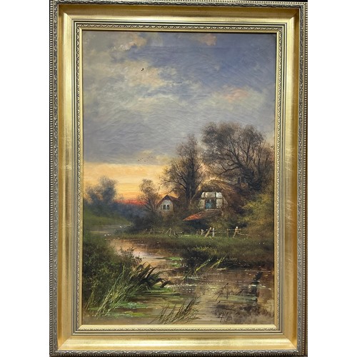 17 - Arthur H. Cole (Victorian school) 
A pair, A Village near Henley, Riverside Cottages at Dusk 
signed... 