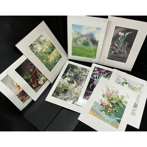 23 - Rosalind Forster (British, bn. 1948) A folio of signed limited edition gicleé prints - floral still ... 