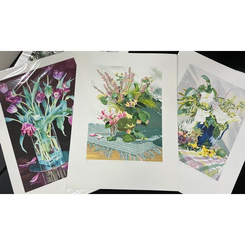23 - Rosalind Forster (British, bn. 1948) A folio of signed limited edition gicleé prints - floral still ... 