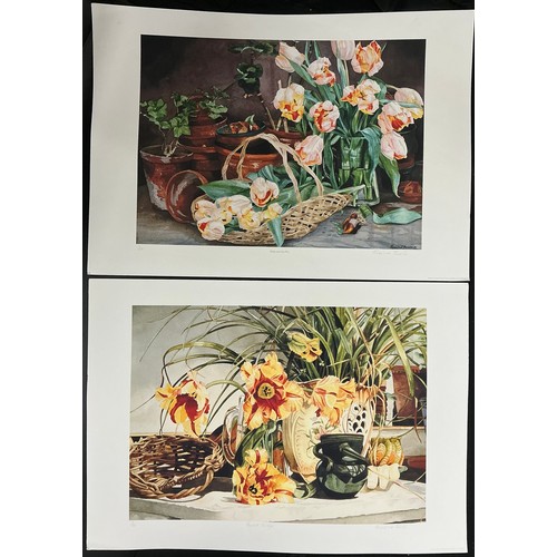 23 - Rosalind Forster (British, bn. 1948) A folio of signed limited edition gicleé prints - floral still ... 