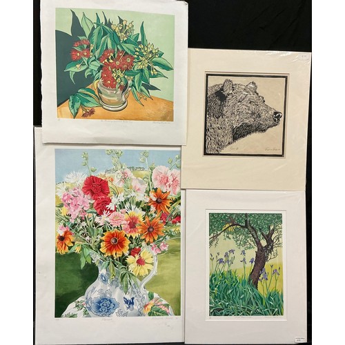 24 - Rosalind Forster (British, bn. 1948) A group of four lithograph, and linocut prints - Floreat, signe... 