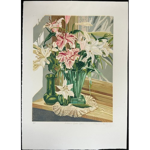 25 - Rosalind Forster (British, bn. 1948) A group of seven linocut prints - Cymbidiums, signed, artist’s ... 