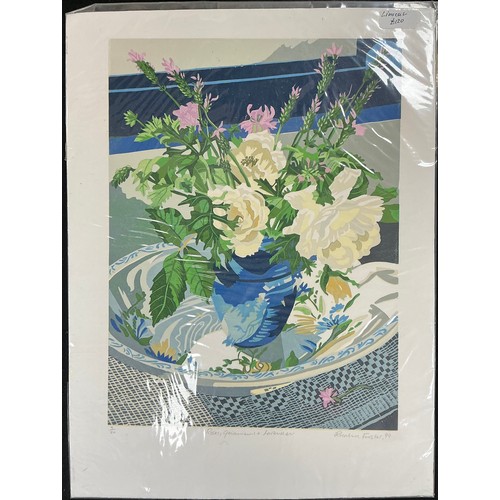 25 - Rosalind Forster (British, bn. 1948) A group of seven linocut prints - Cymbidiums, signed, artist’s ... 