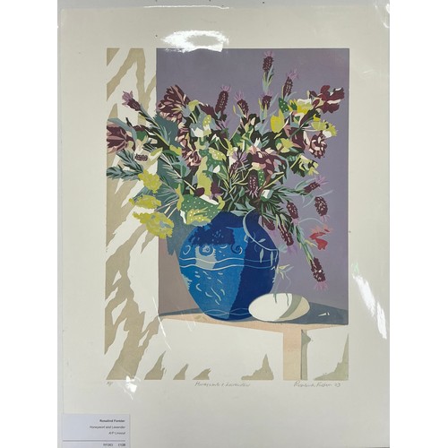 25 - Rosalind Forster (British, bn. 1948) A group of seven linocut prints - Cymbidiums, signed, artist’s ... 