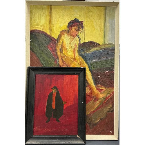 34 - After Alfred Wolmark (1877-1961), A Portrait of Henri Gaudier-Brzeska, oil on canvas, 41cm x 30cm;  ... 
