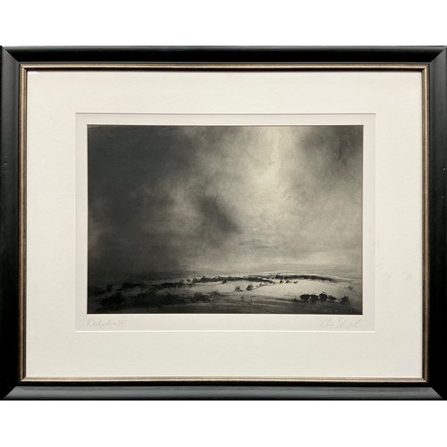 38 - Chris Skripek (Modern British, 20th / 21st century) Derbyshire III, monochromatic ‘light in landscap... 